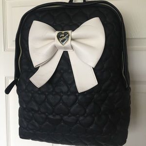 Betsey Johnson Backpack Quilted Design White Bow